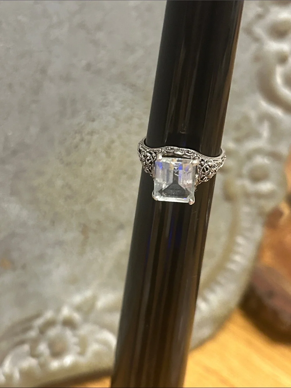Sterling Silver Vintage-Style Aquamarine Ring - Light Blue Gemstone